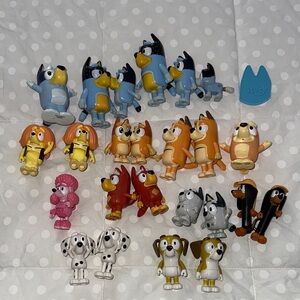 Colorful Cartoon Dog Figurine Set bluey lot 24 piece
